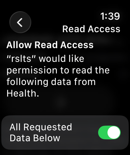 The All Requested Data Below switch turned on and green